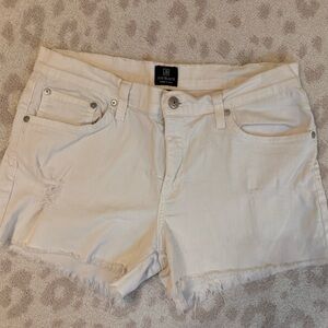 Just Black White Distressed Jean Shorts